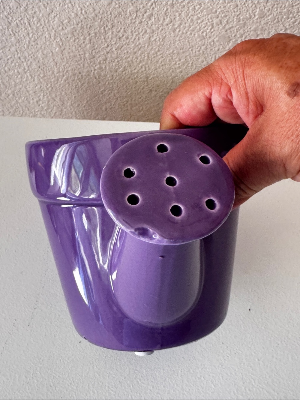 Purple Ceramic Mini Watering-Can Planter